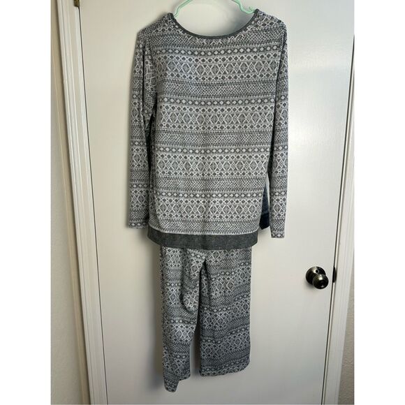 Cuddl Duds sz M soft pajama set - gray print - Picture 7 of 12